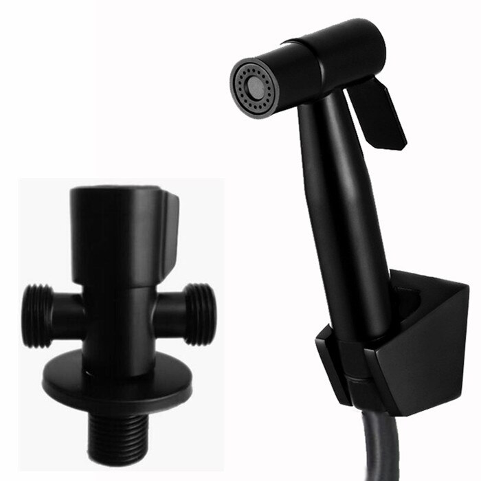 black color angle valve with Toilet Hand held Bidet ,Diaper Sprayer, Shower Shattaf Bidet Spray Douche kit Jet BD919: B