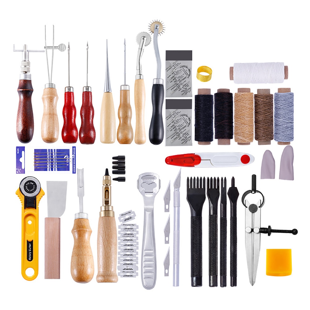 1 zestaw profesjonalne skórzane narzędzia rzemieślnicze zestaw robić naszycia dziurkacz rzeźba pracy siodło narzędzie kaletnicze części