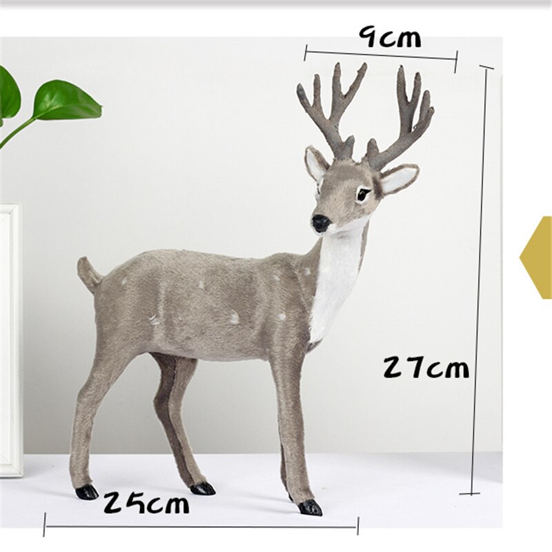 Jul elg plysj reinsdyr julepynt jul hjort fe hage miniatyr rekvisitter simulering barn  xx119: Gjør hodehornet grått