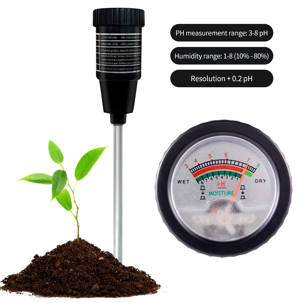 Handheld Soil PH Tester 2 in 1 PH &amp; Moisture Meter For Garden With 295mm/160mm Long Metal Probe Waterproof Soil Tester Kit Tools: 295mm Long