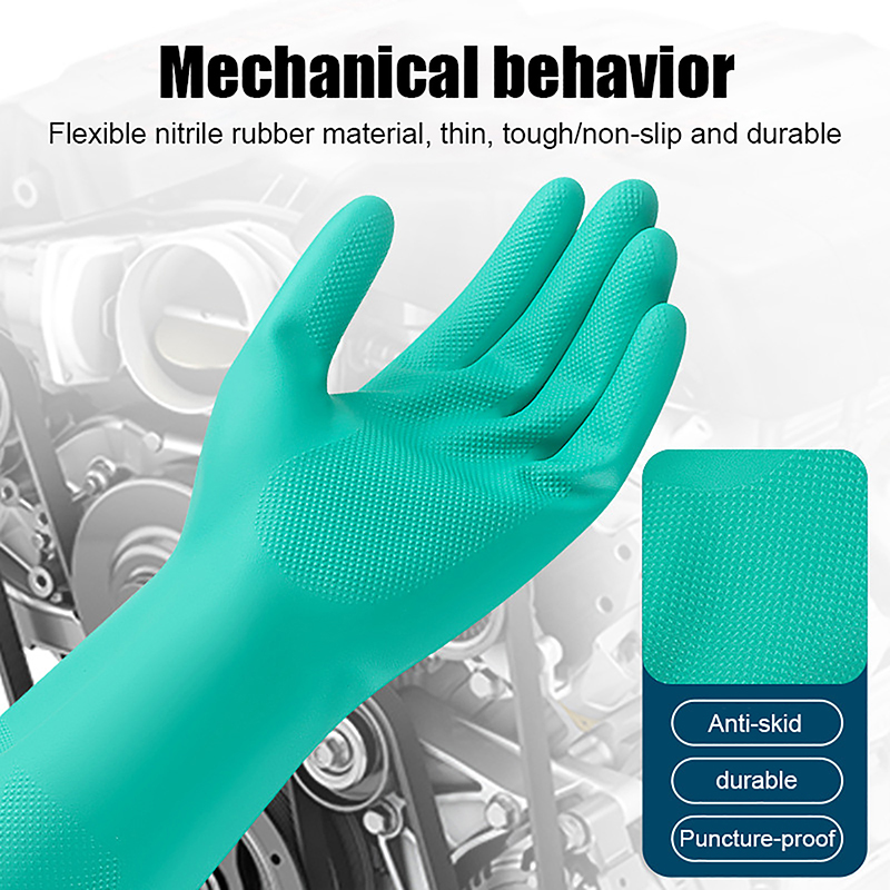 1 Paar Dikke Nitril Handschoenen-Chemische Zuurbestendige Waterdichte Lange Mouw Handschoenen Voor Tuinieren Chemisch Schilderen, Latex Vrij