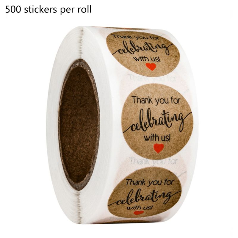500 Stuks Dank U Voor Vieren Met Ons Stickers Seal Labels Kerst Decor 449C