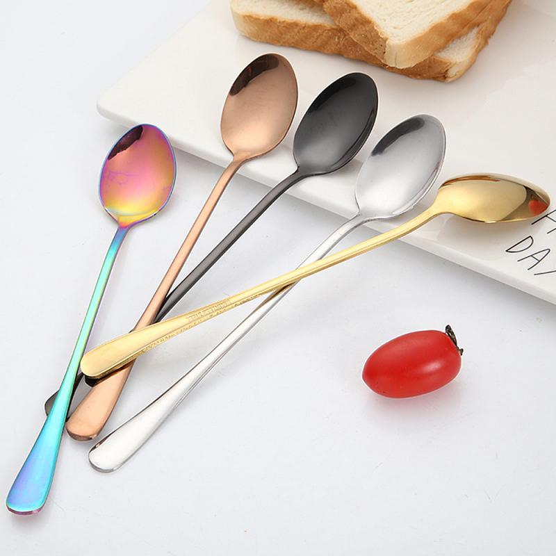 6 arten Eis Löffel Kaffee Löffel Tee Cafe Scoop Lange Griff Löffel Geschirr Besteck Kaffee Trinken Werkzeug Küche Cucharas