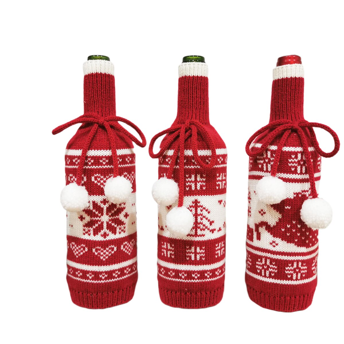 Leuke Kerst Gebreide Wijnfles Cover Leuke Kerstboom Elanden Sneeuwvlok Gebreide Wijn Fles Trui Decor
