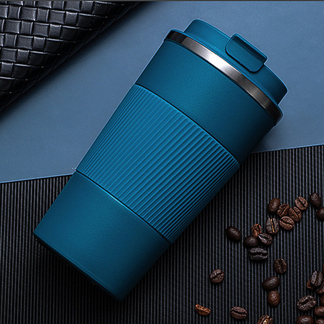 Termo de acero inoxidable doble para café, frasco de vacío para coche a prueba de fugas, botella de viaje aislada, garrafa termica, 510/380ml: 510ML / blue