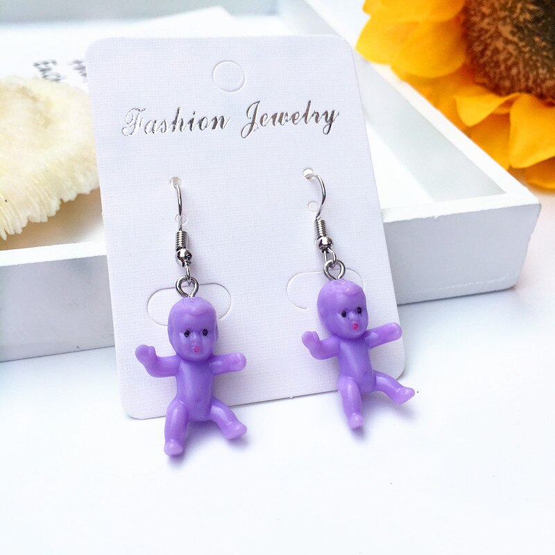 4 # Unieke Cool Brandende Haar Oorbellen Voor Vrouwen Meisjes Retro Nostalgische Lelijke Schattige Pop Oorbellen Punk Overdreven Creatieve Sieraden: Purple 1