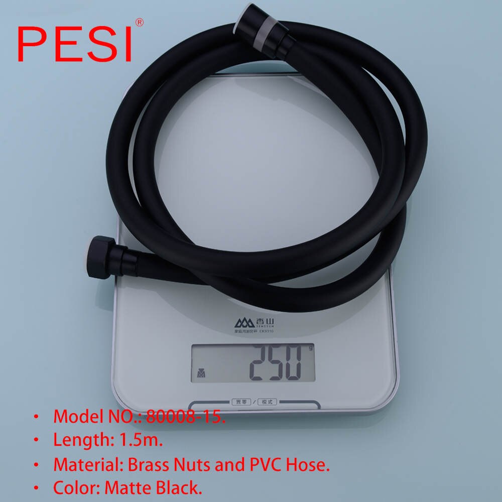 PVC wysokie ciśnienie 1.5m/2m pogrubienie anty-meandrowy gładki wąż prysznicowy robić kąpieli ręczny prysznic elastyczny wąż prysznicowy.: matowy czarny 1.5m