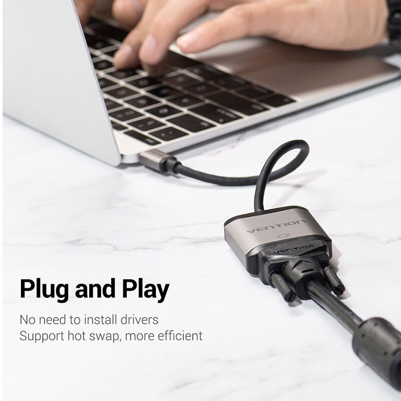 Vention USB C VGA Adapter USB Type-c to VGA 1080P 60HZ Female for MacBook Pro ChromeBook Huawei Mate 10 USB C Type C VGA Adapter