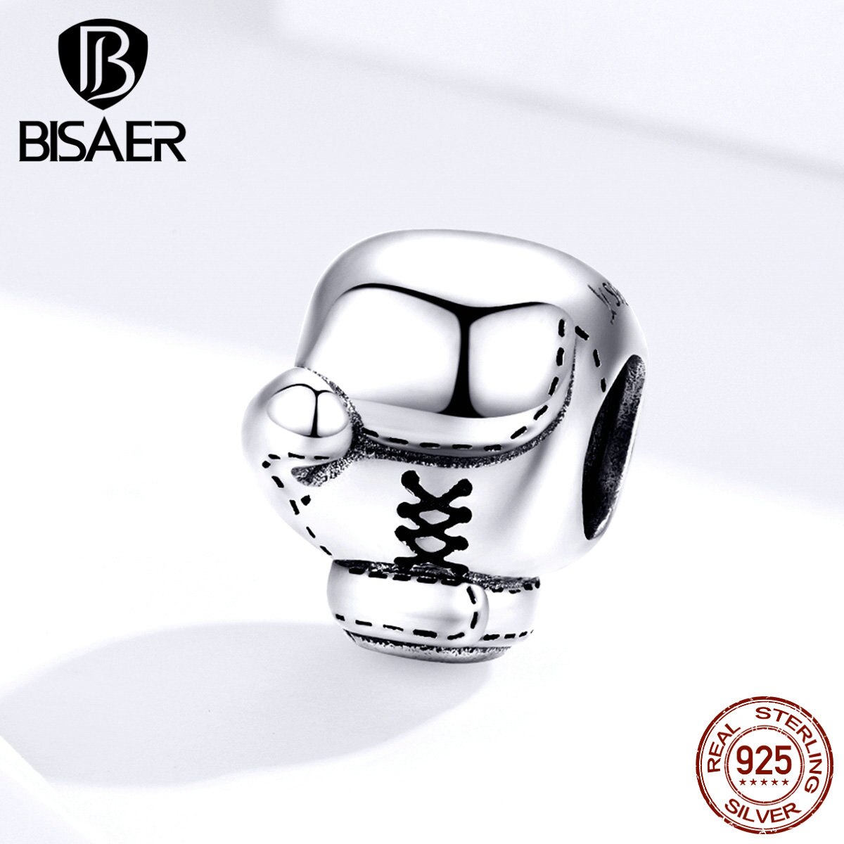 BISAER Authentic 925 Sterling Silver Boxing Sets Gloves Beads Charms fit Bracelets & Bangles Sterling Silver Jewelry ECC1325