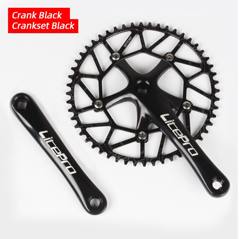 Litepro Lp 130BCD Fiets Kettingblad 50 52 54 56 58T Aluminium Enkele Disc Ketting Wiel Vouwfiets Vierkante gat Crankstel: Black Crankset 52T