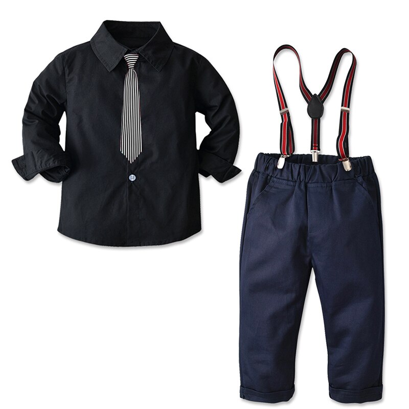 Baby Boys Clothes Sets Kids Gentleman Formal Dress Suit Bow Tie Shirt+Pants 4 PCS Children Wedding Party Costume 1-6 Years: 21B541 / 6T(130)