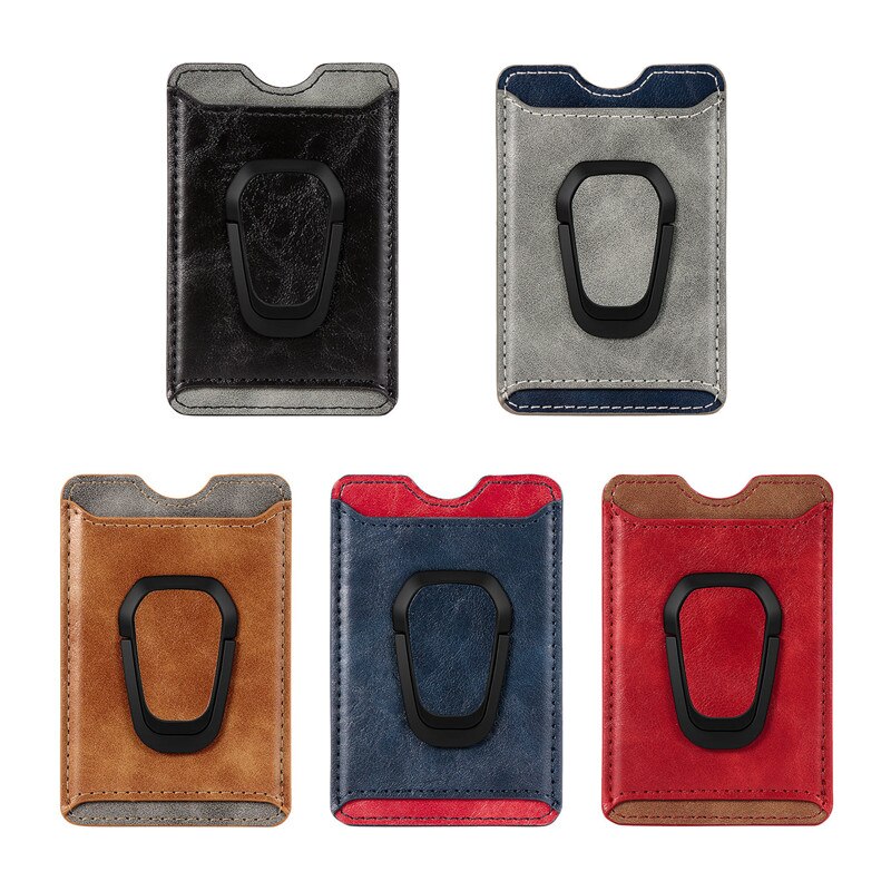 Mobiele Telefoon Terug Kaarten Houder Credit Id-kaart Pocket Sticker Magnetische Wallet Stand Phone Bag: Random color