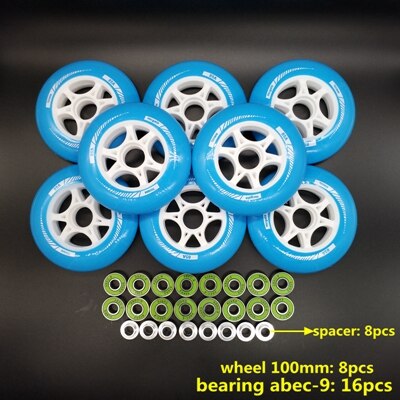Pikaluistinpyörä 90 mm 100 mm 110 mm laakeri abec -9: Sininen 100