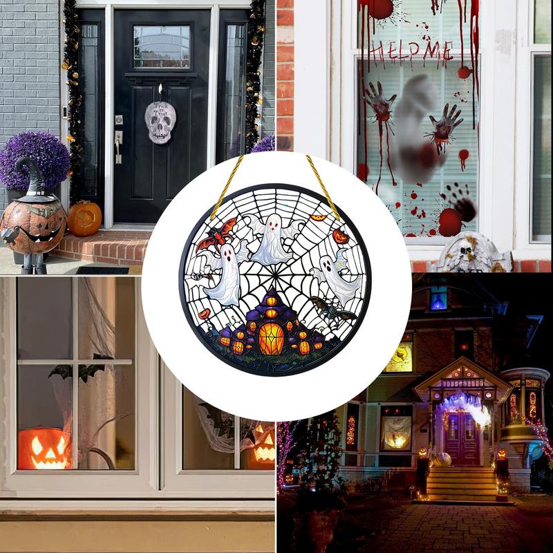 Attrape-soleil pour décoration d'Halloween, chauve-souris et fantôme, ornement mural, pendentif de fenêtre en acrylique, décoration intérieure gothique, usure, effrayant