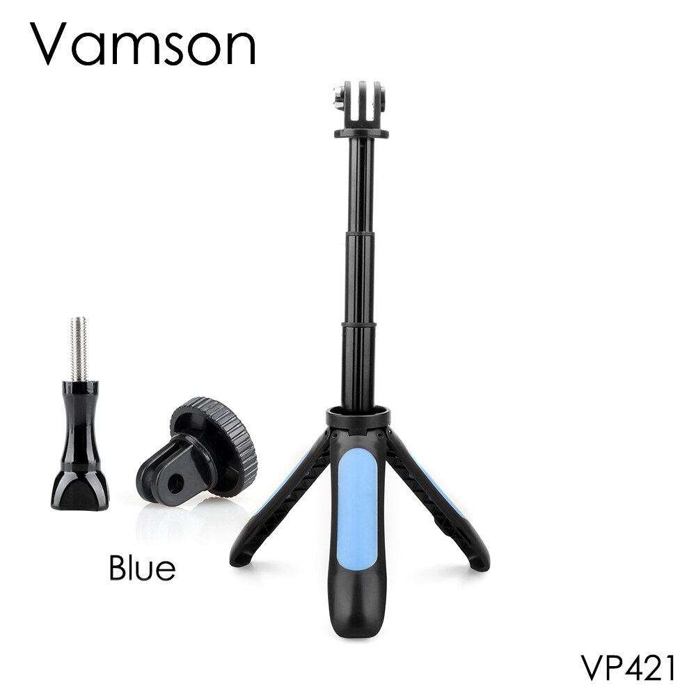 Vamson für Gopro9 Mini Tasche Stativ Selbstauslöser Erweiterbar Griff Pol Selfie Stock für Gopro Held 10 9 8 7 6 5 4 3 kamera VP421: Blau
