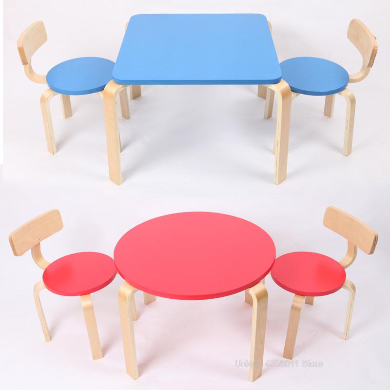 Børns studiebord og stol skammel massivt træ stol børnehave baby studiebord og stol farve skammel