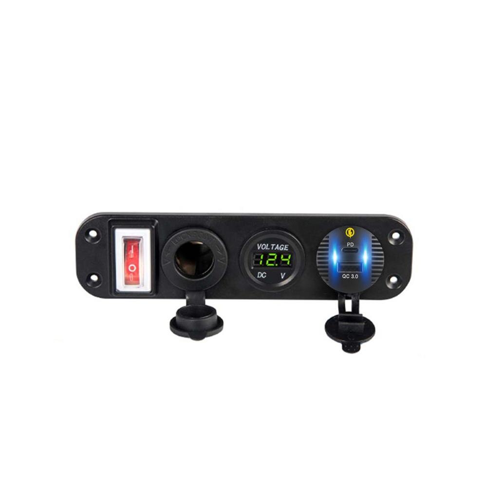 Wasserdichte 4- in- 1 12v 24v mit  qc3.0 usb-typ-c-pd-schnellladeanschlüssen, led-voltmeter und schalter für auto, lkw und boot