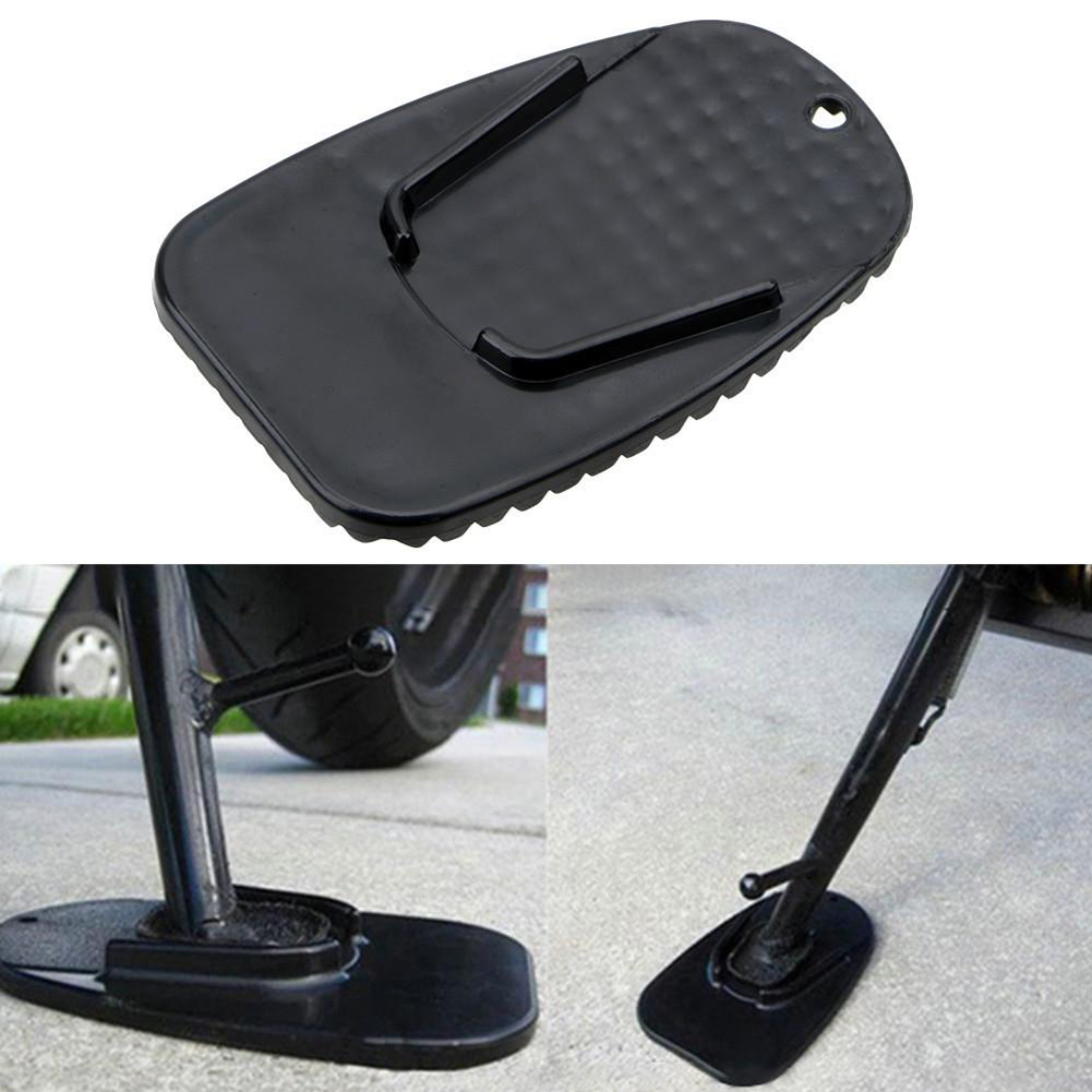 1 st Zwart Universele Motorfiets Plastic Zijstandaard Moto Bike Kickstand antislip Plaat Side Extension Ondersteuning Voet Pad Base