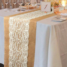 Juledekoration hessian bånd jute blonder bordløber klud bryllup bord dekoration rektangulær 108 x 28cm aa7913