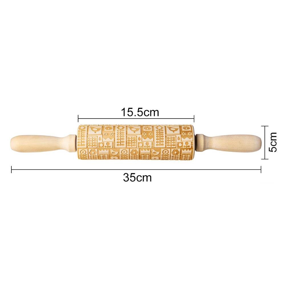 3D Christmas Rolling Pin Wooden 29 Patterns Embossed Imprinted Patterned Cookie Made Roll Pin Bakery Baking Pastry Tools: I