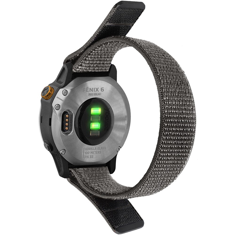 22Mm 20Mm Nylon Band Voor Garmin Fenix 6 5 6S 5S Pro Plus/Forerunner 935 945 Armband Klittenband Sneldrogende Horloge Band Correa: GRAY / For 20mm
