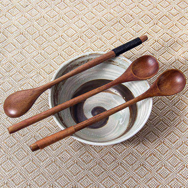 Wooden Lotus Long Handle Spoon Coffee Spoon Stirring Spoon Wooden Spoon