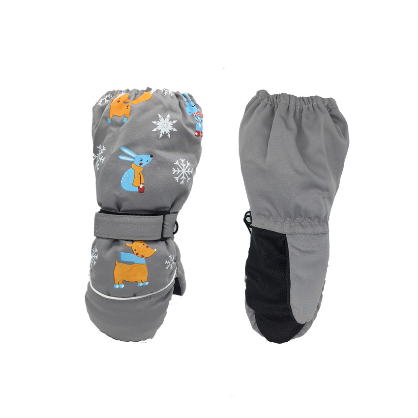 1 paar Kinderen Ski Handschoenen Winddicht En Waterdicht Drie-layer Warme Handschoenen Winter Essentiële Warme Handschoenen Leuke Elanden: Gray