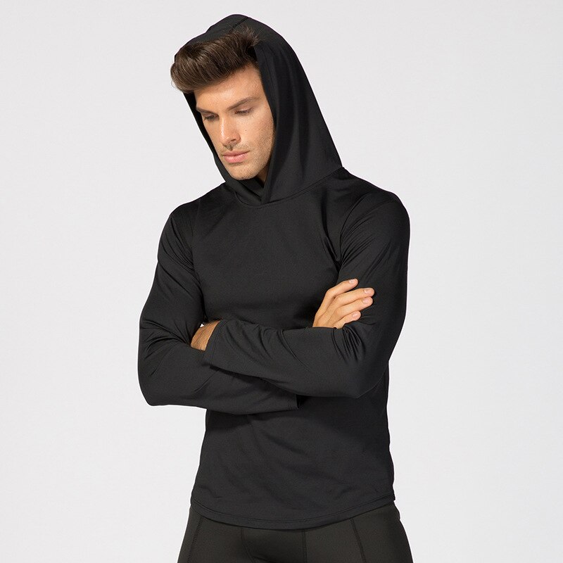 Men Quick Dry Long Sleeve Workout Athletic Hoodie Jacket Sports Training Hooded Coat Sweatshirt Men Hoodies Brand Male