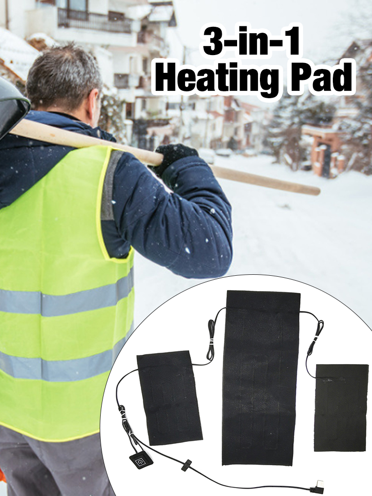 3 Areas Clothes Heating Pads USB Charging Carbon Fiber Heating Pad Waterproof Electric Heating Sheet For Clothes Vests Underwear