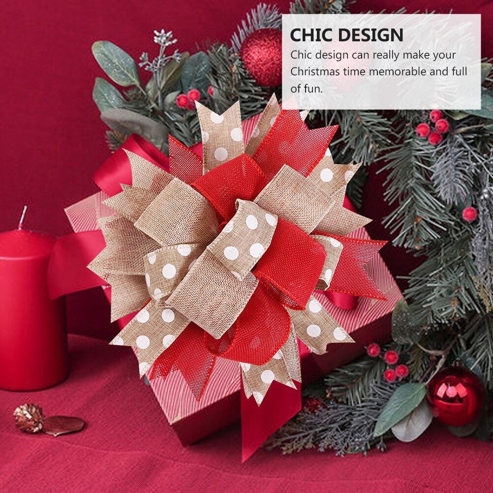 1pc Handmade Christmas Bows Christmas Trees Decor Boxes Ornaments Red