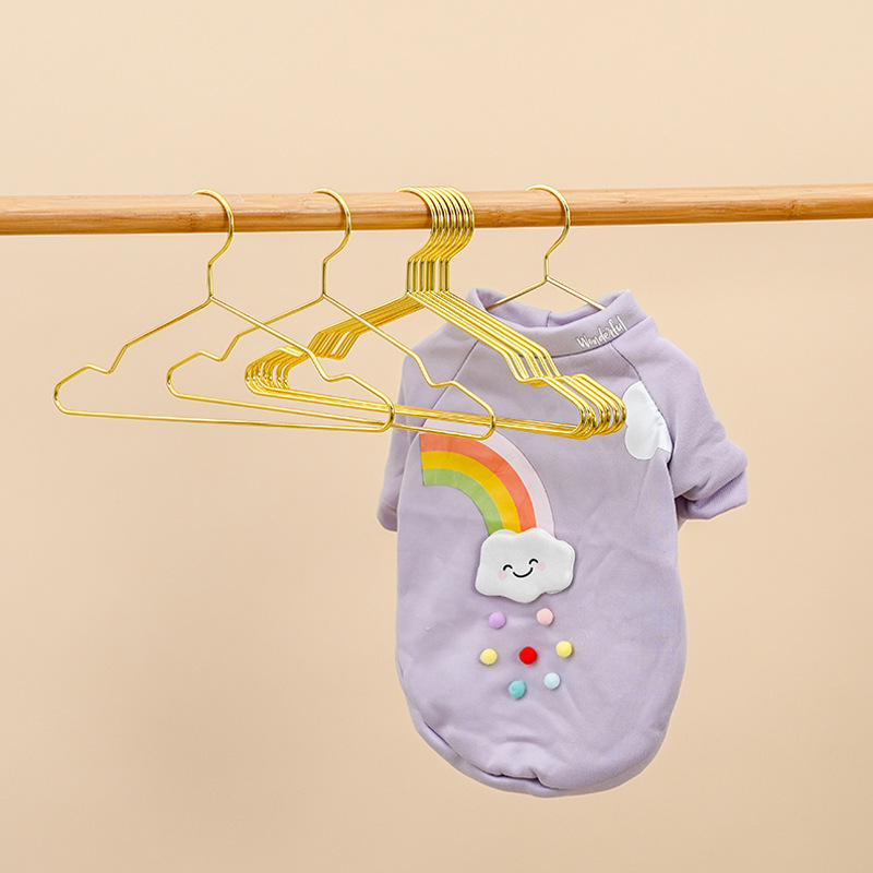 10 Pcs Sterke Metalen Draad Huisdier Hangers Kleine Kleerhangers Voor Hond Kat, gold Metal Kleding Shirts Hanger Met Groeven