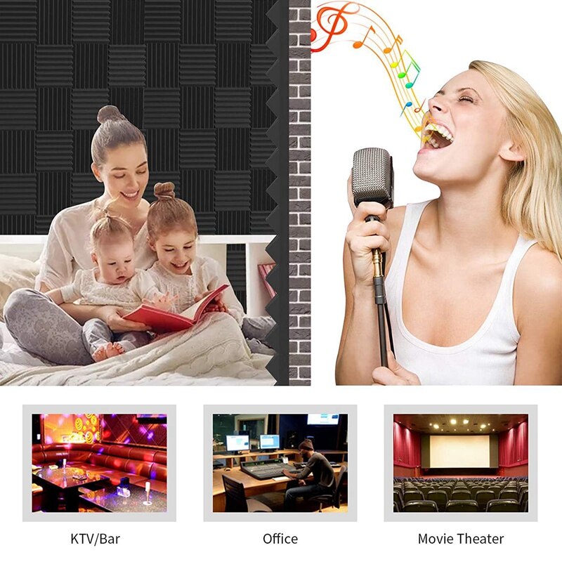 Acoustic Foam Panels Wedges 24 Pack Acoustic Panels 1 x 12 x 12inch Studio Sound Absorbing Tiles Recording Ceiling