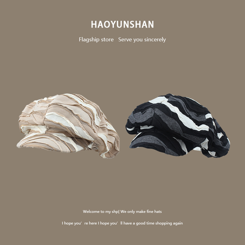 Mushroom Hat Large Cloud Hat spring Summer Black Octagonal Cap Women Face Small Bailey Painter Caps Blm