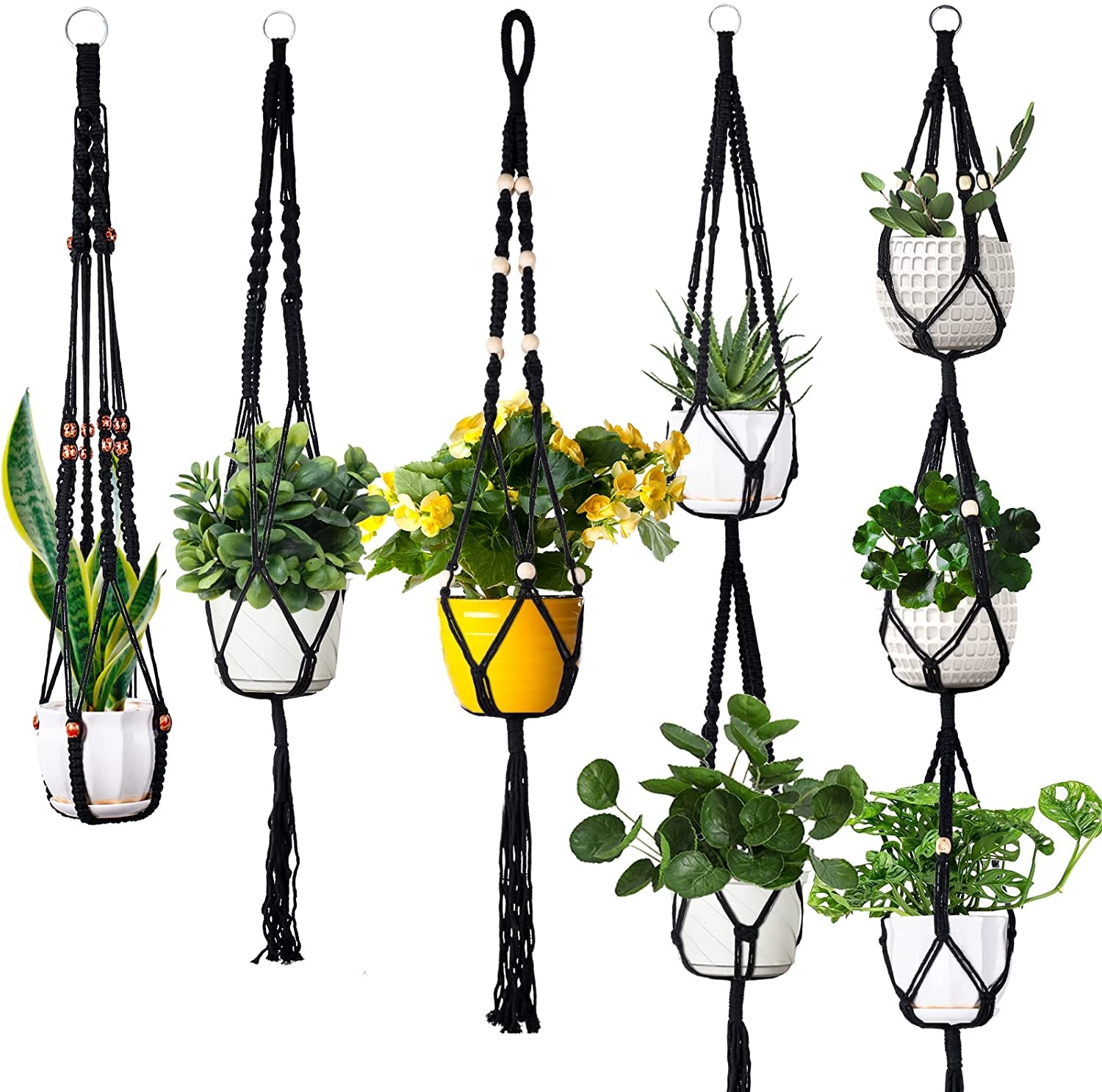 Macrame Handgemaakte Plantenhanger Manden Bloempotten Houder Balkon Hangende Decoratie Geknoopt Hijstouw Huis Tuinbenodigdheden