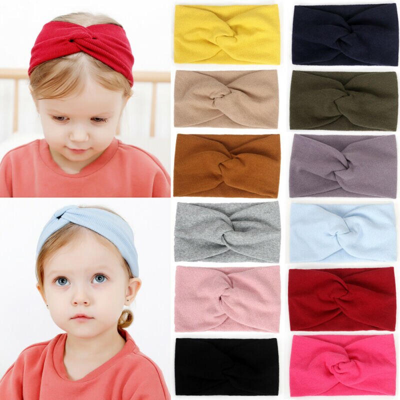 Solide Kinder Mädchen Baby Stirnband Kleinkind Spitze Kreuz Haarband Zubehör Headwear