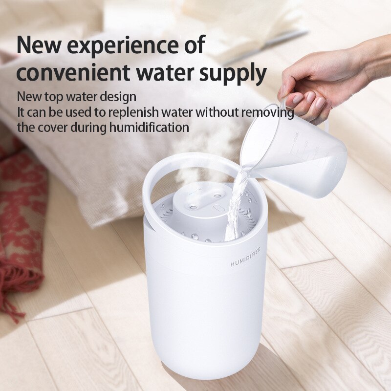 Air Humidifier Large Capacity Aroma Diffuser Machine Essential Oil Ultrasonic Mist Maker Portable Office Double-jet Humidifier
