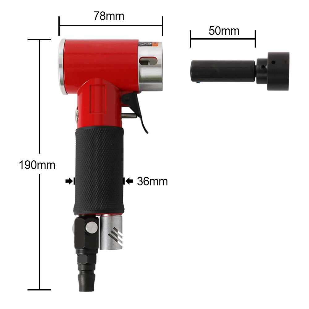 Lijadora de aire, pulidora de alargamiento de 50/90mm, Mini conjunto de lijadora neumática de 2/3 pulgadas, disco de belleza automática para carpintería, versión larga: Red 50mm longer