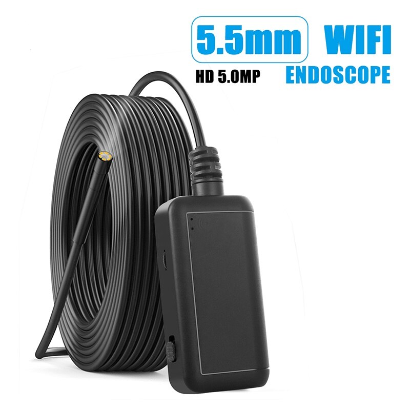 F220 5.5mm WIFI Endoscope Camera HD1920P 5.0Mp Inspection Borescope IP68 Waterproof USB Endoscopic Camera for iPhone