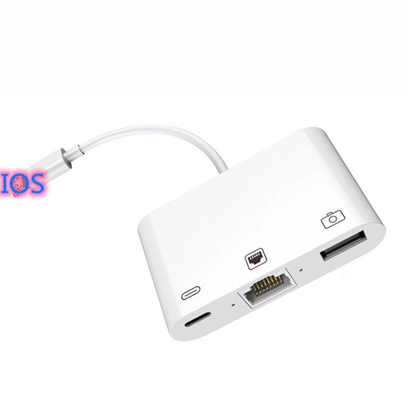 For Lightning to LAN 100Mbps Ethernet RJ45 Adapter OTG USB Camera Reader For iPhone/iPad Adapter connector Support IOS 15