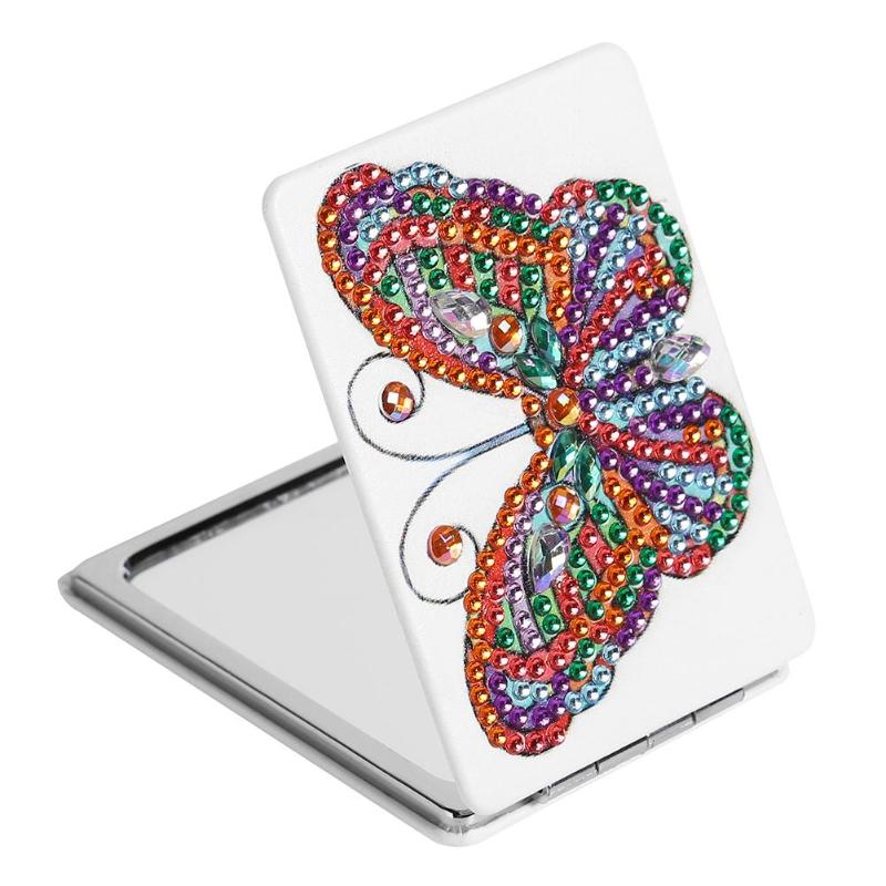 5D bricolage diamant peinture miroir Mini poche femmes fille maquillage miroir papillon strass diamant broderie miroirs