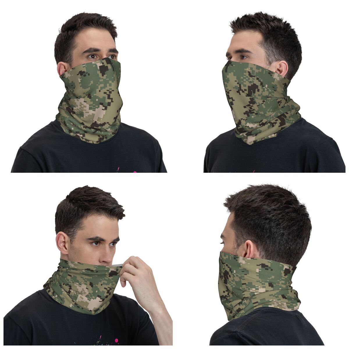 Polaina de cuello de camuflaje Digital verde NWU personalizada, protector facial UV para hombres y mujeres, pañuelo de invierno para senderismo