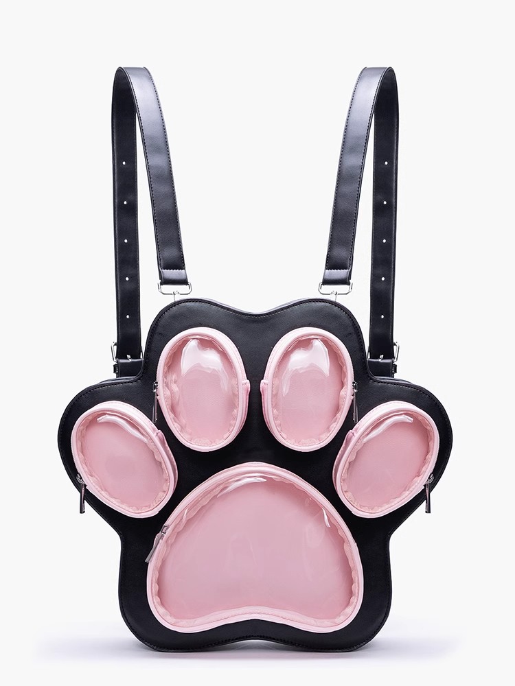Fashionable Large Capacity Crossbody Backpack Y2K Itabag Multi-pain Layer Cat Paw Japanese Cute Girl Ulzzang Ita Bag: black