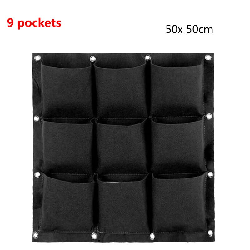 Bolsas de cultivo de jardín Vertical, macetas colgantes de pared para plantas, color verde y negro, suministros de jardinería, T1, 2/4/9 bolsillos: 9pockets 50x 50