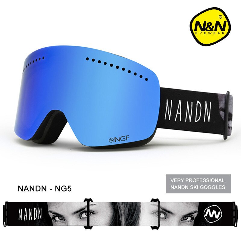 Nuovo stile inverno donna occhiali da sci doppio UV400 antiappannamento maschera da sci grande occhiali da sci uomo occhiali da neve occhiali da snowboard: NG5 Black Blue