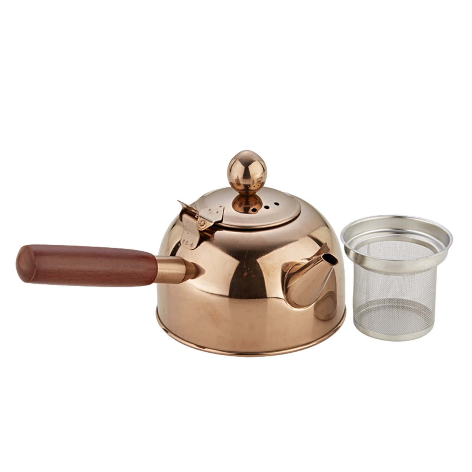 Tea Kettle Stainless Steel Wooden Handle Tea Pot Boiling Water Bottle Coffee Kitchen Stovetop Induction Drinkware For Gas Stove: D