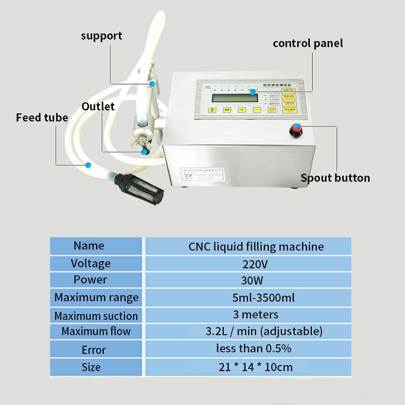 220V Liquid Vulmachine Kleine Automatische Kwantitatieve Numerieke Controle Vloeibare Glas Water Koken Olie Bier Inblikken Machine