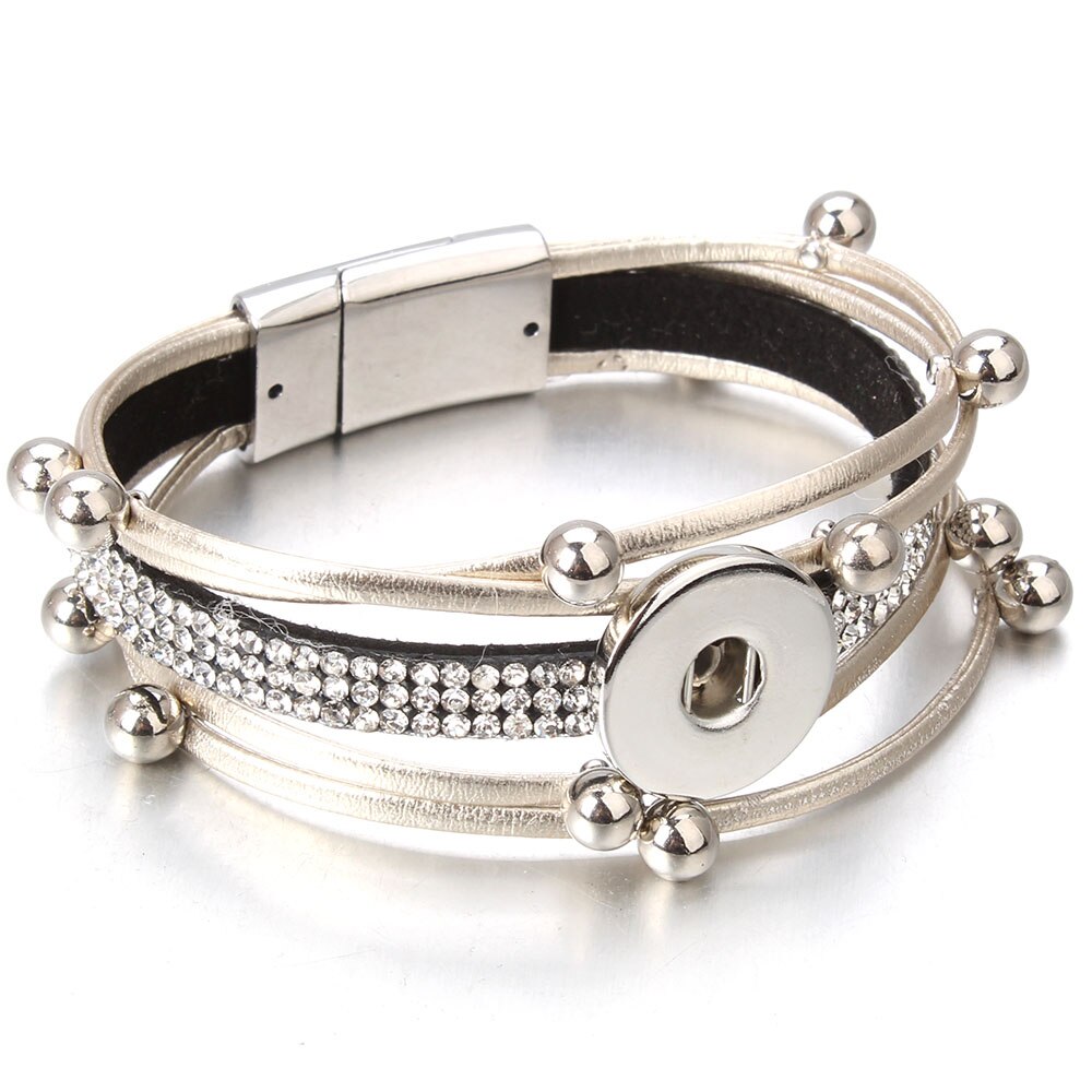 Bracelet en cuir fait à la main, boutons pression de 18mm, Punk, DIY, fabrication de bijoux: 31