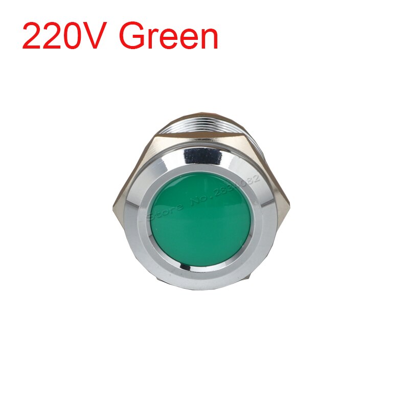 19mm Metal Indicator light LED Signal Lamp Warning light Car Boat Pilot Panel Signal Light 6V 12V 24V 220V 110V RGBYW Waterproof: 220v Green