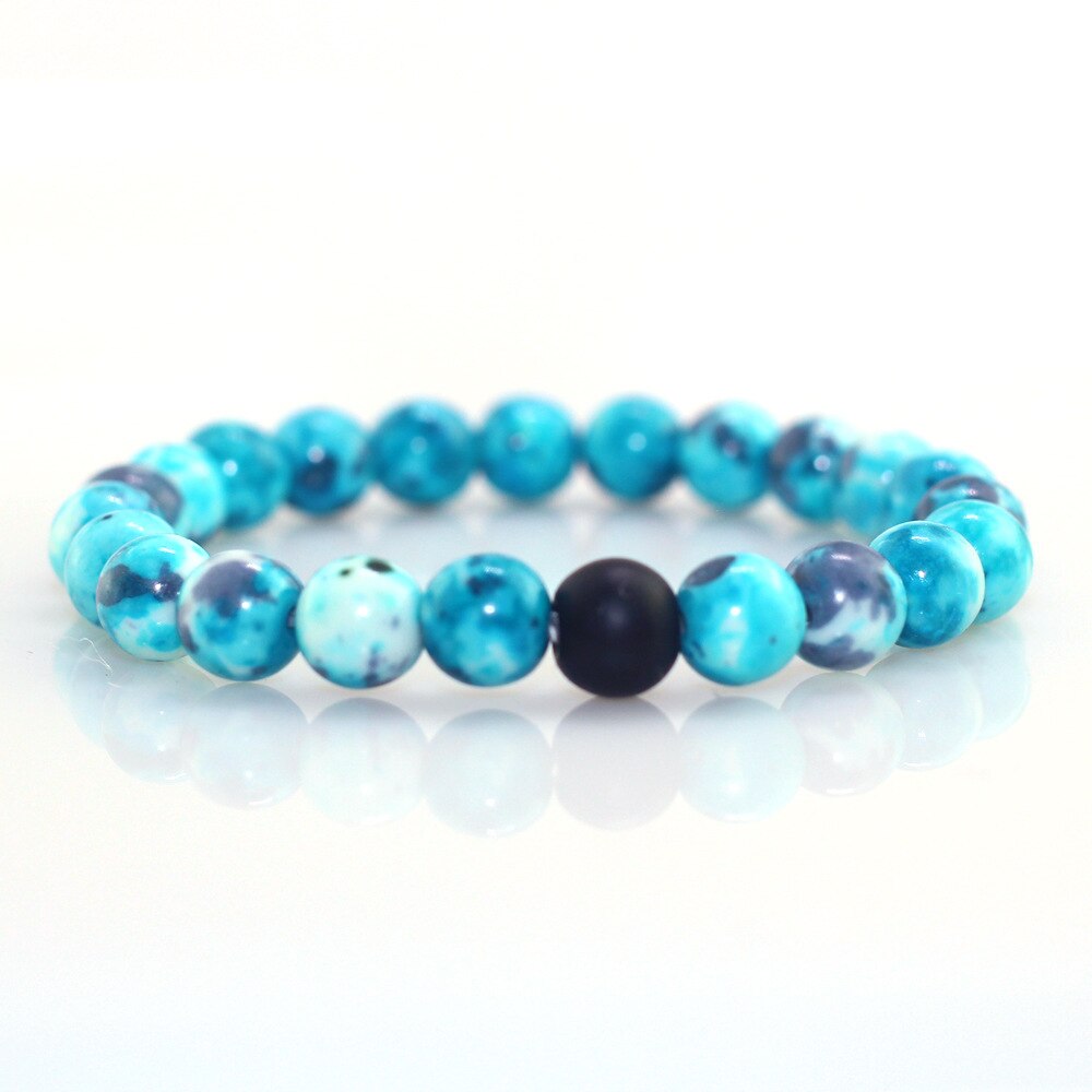 Couples Distance Bracelet Classic Natural Stone Retro Blue and Black Beaded Bracelets for Men Women Best Friend Christmas