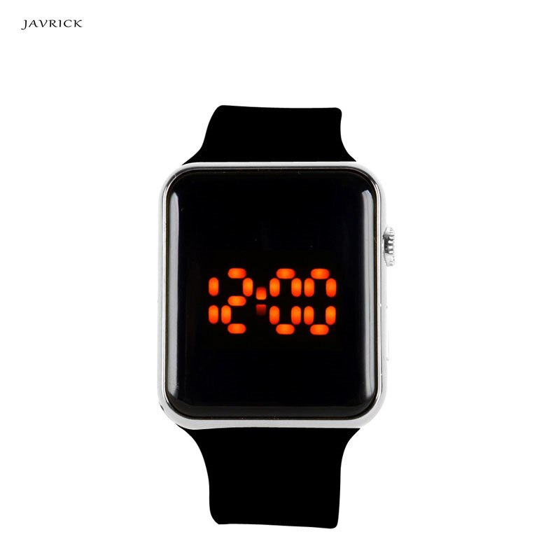 JAVRICK Mannen Vrouwen Siliconen LED Sport Horloge Digital Armband Unisex Horloges Zwart: Zilver